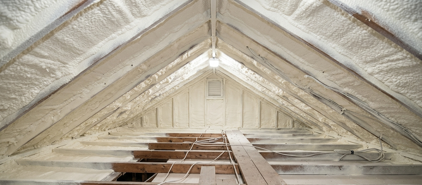 Attic after spray foam insulation Sudbury