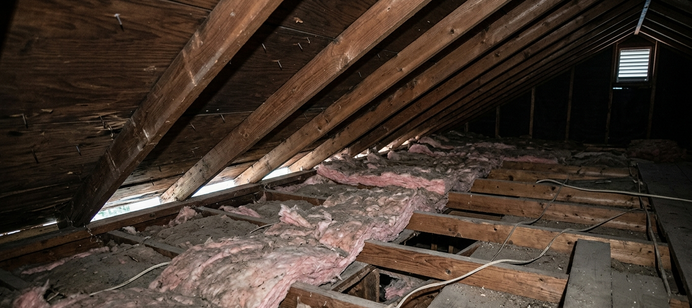 Attic before spray foam insulation Sudbury